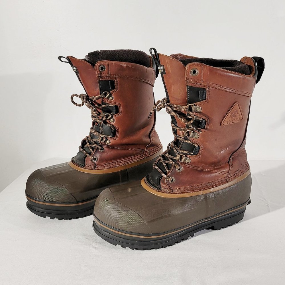 ROCKY Men's US 9 Polartec Insulated Duck Boots Leather & Rubber Muck Work Boots - Picture 2 of 11